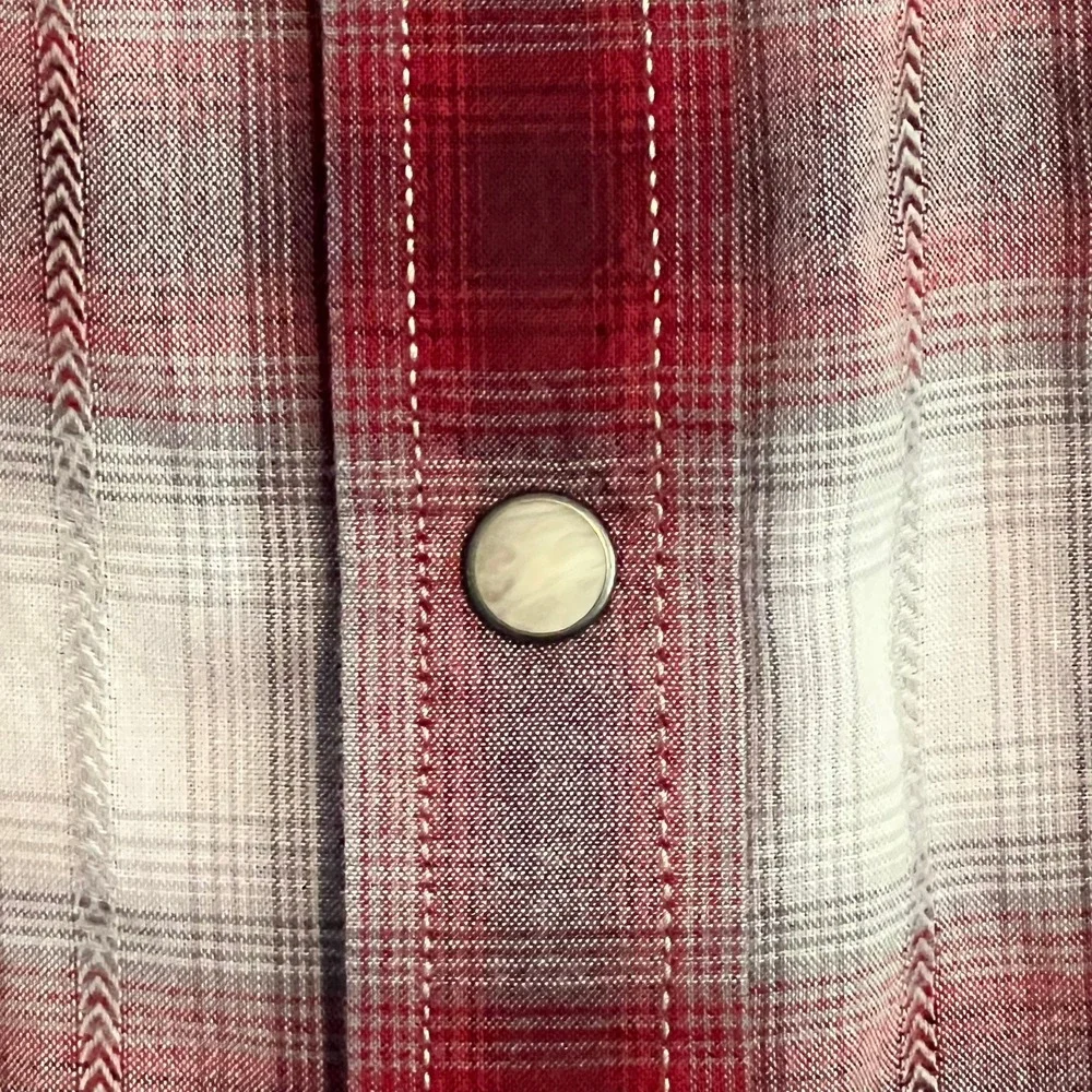 EUC Lucky Brand Mens Red Plaid Western Pearl Snap Shirt XL 7MD41077 Long Sleeve